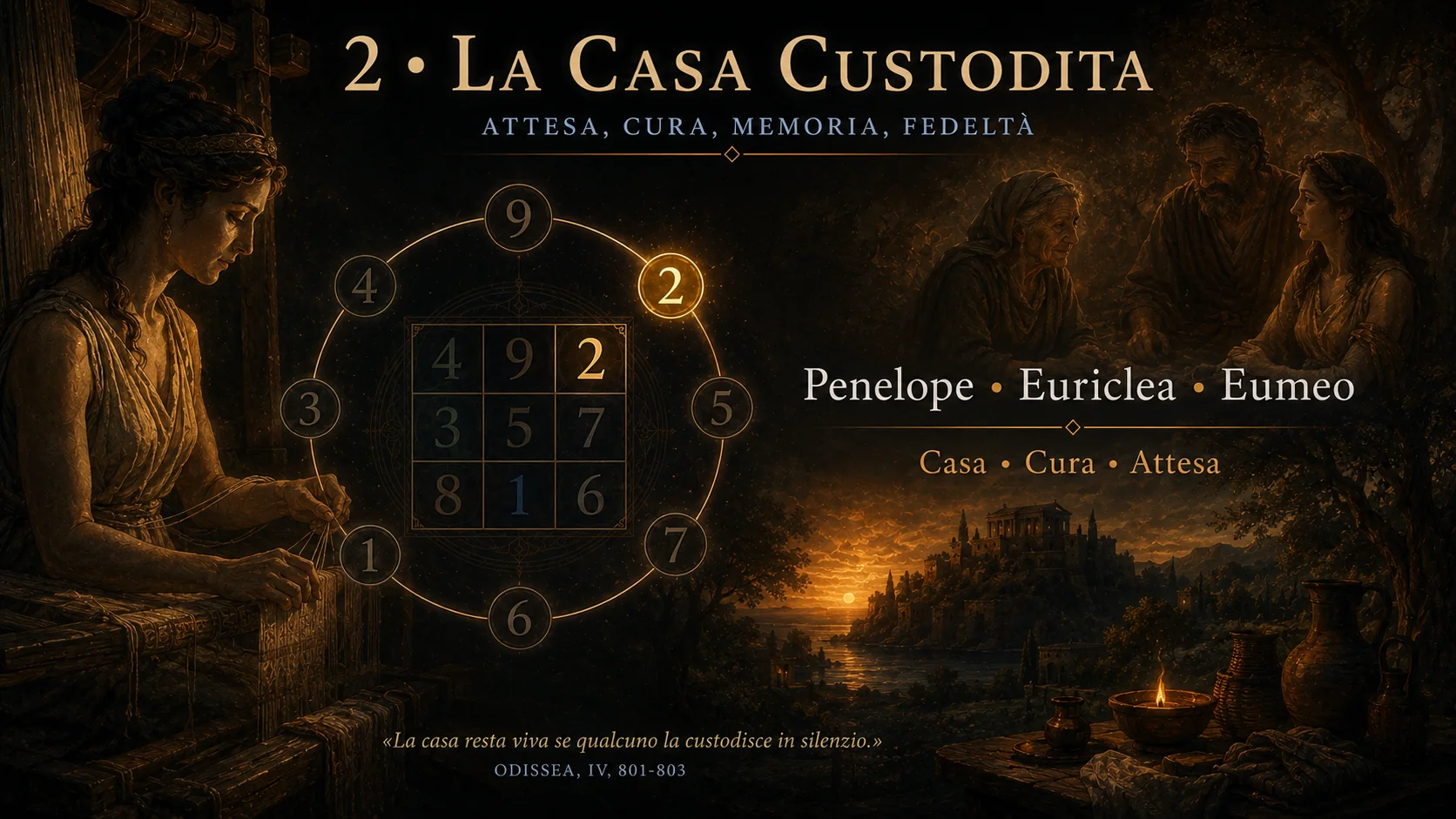 Penelope associata al numero 2, simbolo della casa custodita